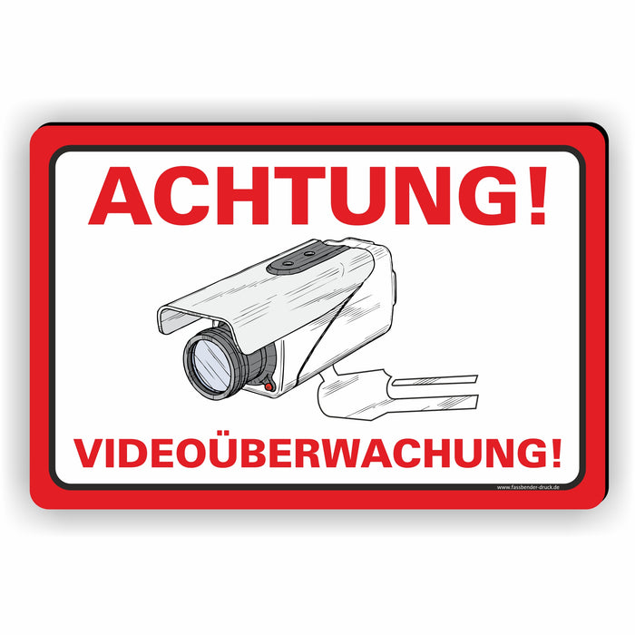 ACHTUNG VIDEOÜBERWACHUNG! Schild / Witterungsbeständig — Fassbender-Druck