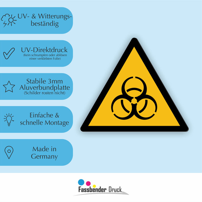 Warnzeichen (W009) Warnung vor Biogefährdung - nach DIN EN ISO 7010